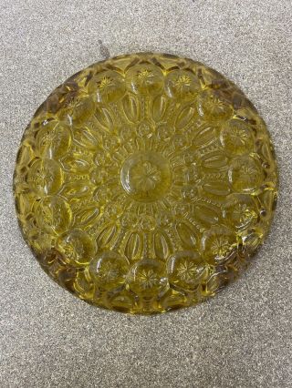 Vintage Mid Century Modern Round Decorative Amber Glass Ashtray 8 1/4 Inches 3