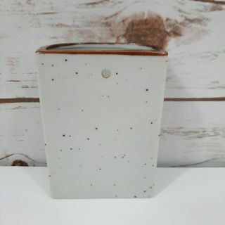 Vintage Speckled Ceramic Match Holder Wall Pocket Yellow Wildflower 3