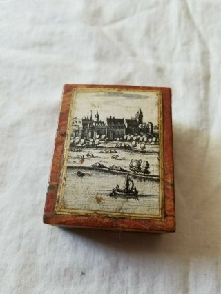 Vintage Match Box Holder Old European City View Cover