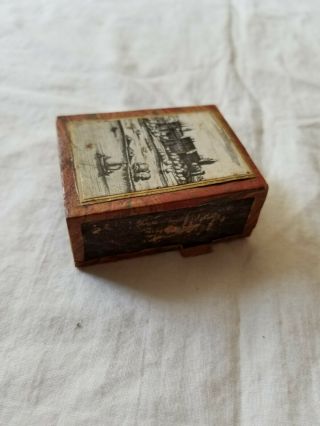 VINTAGE MATCH BOX HOLDER OLD EUROPEAN CITY VIEW COVER 2