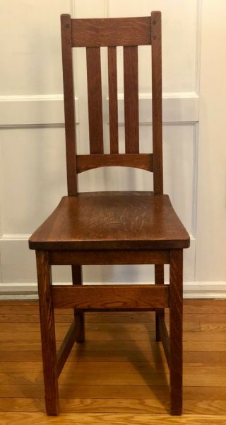 Antique Limbert Side,  Desk,  Or Dining Chair - Arts & Crafts - Quarter Sawn Oak