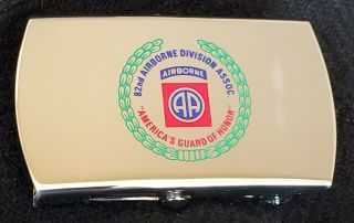 Zippo Belt Buckle " 82nd Airborne Division Assoc.  Aoe - 1 " Us Army