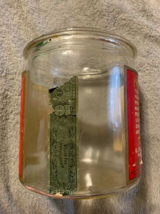 Antique Paper Label Prince Albert Glass Crimp Cut Tobacco Jar No Lid Of NC 2