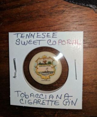Sweet Caporal Cigarette Advertising Pin Tennessee State Seal Coat Arms