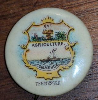 SWEET CAPORAL Cigarette advertising pin TENNESSEE STATE SEAL COAT ARMS 2