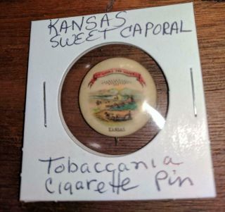 Sweet Caporal Cigarette Advertising Pin Kansas State Seal Coat Arms