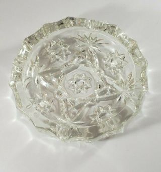 Vintage Crystal Cut Lead Diamond Clear Glass Ashtray 5.  25 