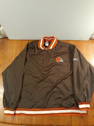 Vintage Cleveland Browns Mens Reebok Nfl Pullover 1/4 Zip Heavy Lined 3xl