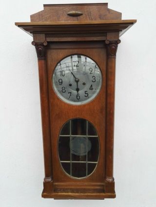 Antique German Pendulum Wall Clock Regulator With Gong (like Junghans Kienzle)