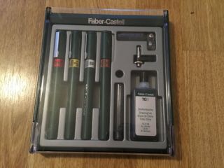 Vintage Faber Castell Tg - 1 Technical Drawing System 4 Pen Set