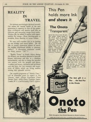 Vintage Advertisement BALKAN SOBRANIE PIPE TOBACCO 1935 (Onoto Pen/Ink Ad] 2