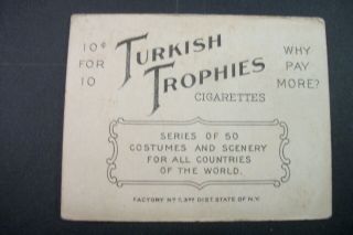 Cigarette Tobacco Card 1912 T52 Turkish Trophies Costumes & Scenery 2