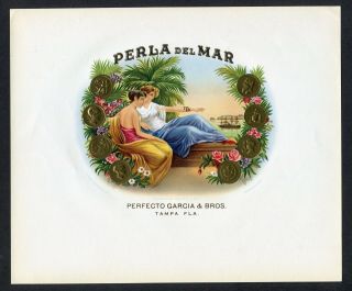Old Perla Del Mar Cigar Label - Copyright 1908 Perfecto Garcia - Tampa