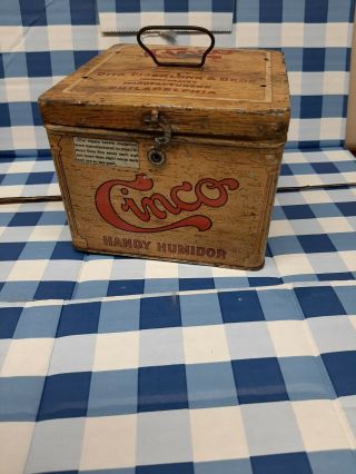 Vintage Cinco Tin Handy Humidor Cigars Tobacco Otto Eisenlohr & Bros Good Con.
