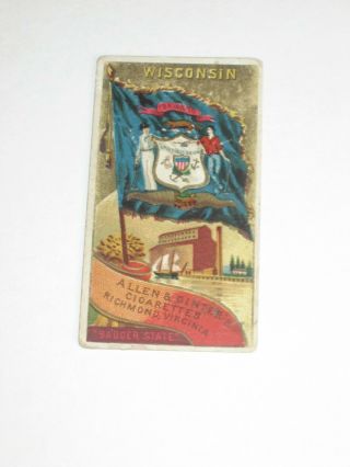 1890 N11 Allen & Ginter Cigarettes - Flags States/territories Card - Wisconsin