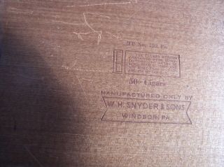 House of Windsor Palmas Wooden Cigar Box W.  H.  Snyder & Sons Windsor PA 3