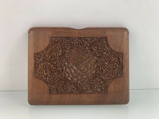 Antique Carved Wood Cigarette Case