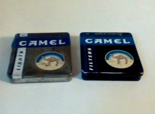 Camel Cigarette Tin Storage Boxes Set Of 2