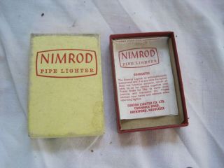 VINTAGE Metal Pocket LIGHTER Box by NIMROD Pipe EMPTY Chrome Tobacconist 3