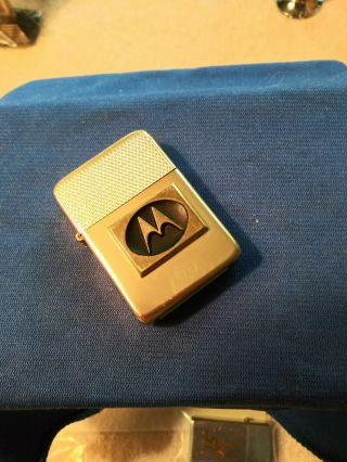 Never Fired Vintage Park Industries Flip Top Lighter W Motorola Emblem
