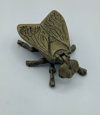 Vintage Fly Bug Cast Metal Ashtray Hinged Wings Open.  Length 4 Inches.
