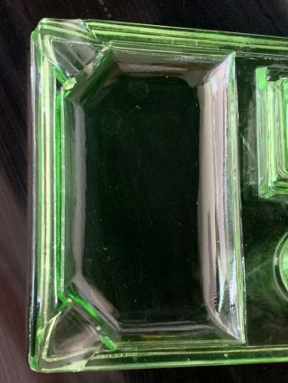 Vintage Scotty Dog Desktop Ashtray Green Depression Glass Unique 3