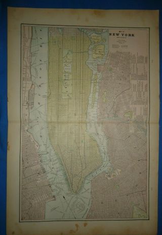 Vintage 1891 York City Map Old Antique Atlas Map 22119