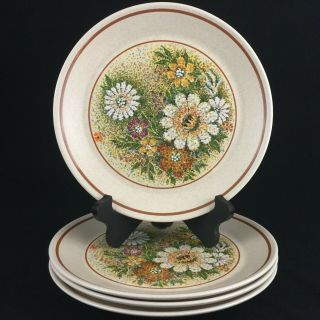 Set Of 4 Vtg Dinner Plates By Lenox Temper - Ware Magic Garden Oven To Table Usa