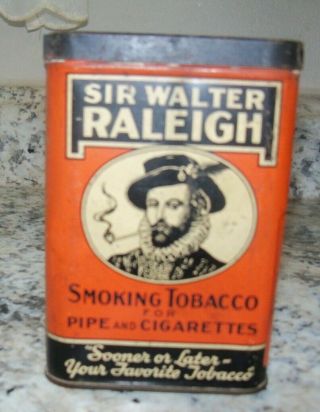 Vintage Sir Walter Raleigh Smokeless Cigarette & Pipe Tobacco Tin / Can