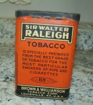 Vintage Sir Walter Raleigh Smokeless Cigarette & Pipe Tobacco Tin / Can 2