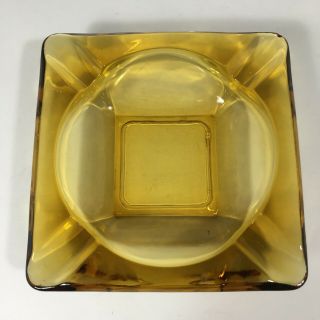 Vintage Amber Brown Heavy Square Glass Ashtray Cigar Midcentury Modern 6 