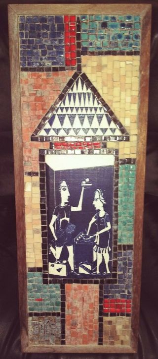 Mid Century Modern Tile Mosaic Wall Plaque By David Holleman Signed And Dated