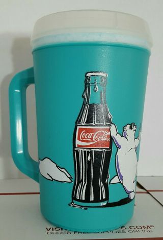 Vintage Aladdin Always Coca Cola1996 Thermal Frozen/Cold Teal Green Mug/Cup 20oz 2