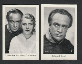 2 Conrad Veidt Film Star,  Vintage 1930s Josetti Cigarette Cards