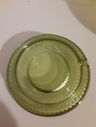 VINTAGE ASHTRAY WITH DOME LID OLIVE GREEN GLASS RARE FIND 1950  S/60 ' S 2