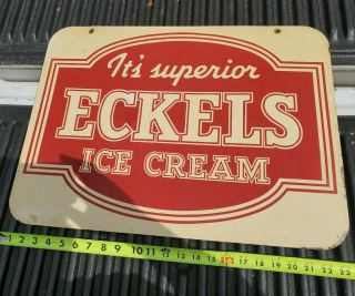Vintage Antique Metal Ice Cream Sign Eckels Stout Sign Co Advertising St.  Louis