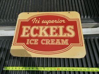 VINTAGE ANTIQUE METAL ICE CREAM SIGN ECKELS STOUT SIGN CO ADVERTISING ST.  LOUIS 2