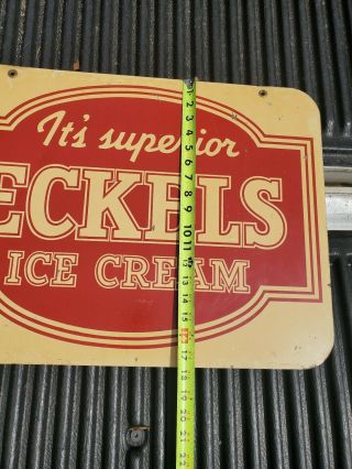 VINTAGE ANTIQUE METAL ICE CREAM SIGN ECKELS STOUT SIGN CO ADVERTISING ST.  LOUIS 3