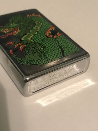 Green Dragon On Chrome Zippo Lighter Unfired 05 But Engraved 2