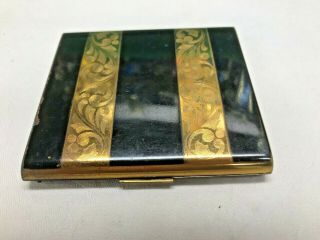 Vintage Metal Cigarette Etched Gold Tone And Black Stripe Case 2