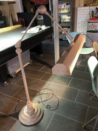 Vintage Metal Floor Lamp For Drafting Articulated Beige Industrial Mid Century