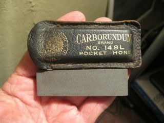 Vintage Carborundum 149l " Fine " Pocket Hone - Knife Sharpening Camping Stone In