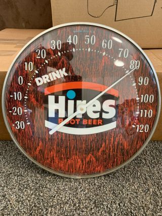 Vintage Hires Root Beer Wall Thermometer 12 " Round Made In The Usa Antique