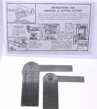 2 Vintage W&s Bar Turner Cutter & Cutter Grinding Gauges W/instructions - Not Orig