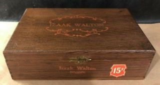 Rare,  Vintage 1950 Izaak Walton Wood Cigar Box - HE Snyder Cigar Co,  Perkasie PA 2