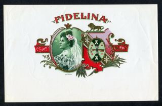 Old Fidelina Cigar Label - Scarce Label - Heavy Bright Gold