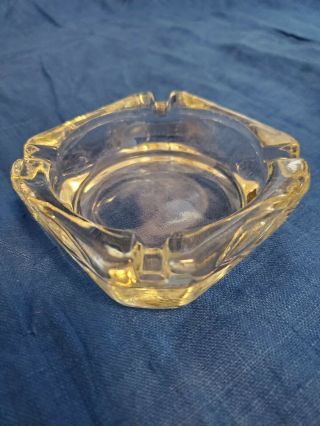 (1) Vintage Thick Clear Glass Ashtray Rounded Corners 3