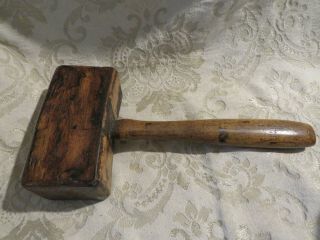 Primitive Vintage Wood Mallet Block Hammer