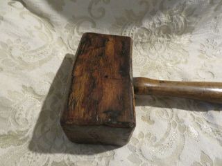 Primitive Vintage Wood Mallet Block Hammer 2