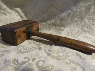 Primitive Vintage Wood Mallet Block Hammer 3